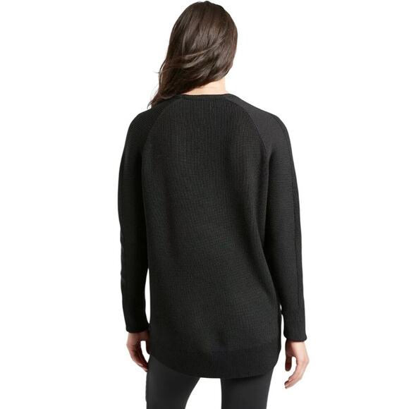 Athleta Women L Hanover V-Neck Merino Wool Blend Sweater Black Washable Slouchy - Picture 9 of 16